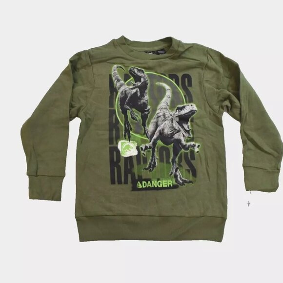 Jurassic World Dominion Youth Boys Raptor Dinosaur Movie Sweatshirt New Small - Picture 1 of 3